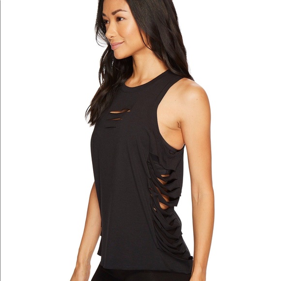 ALO Yoga Tops - Alo Yoga Cut it Out Long Tank Black